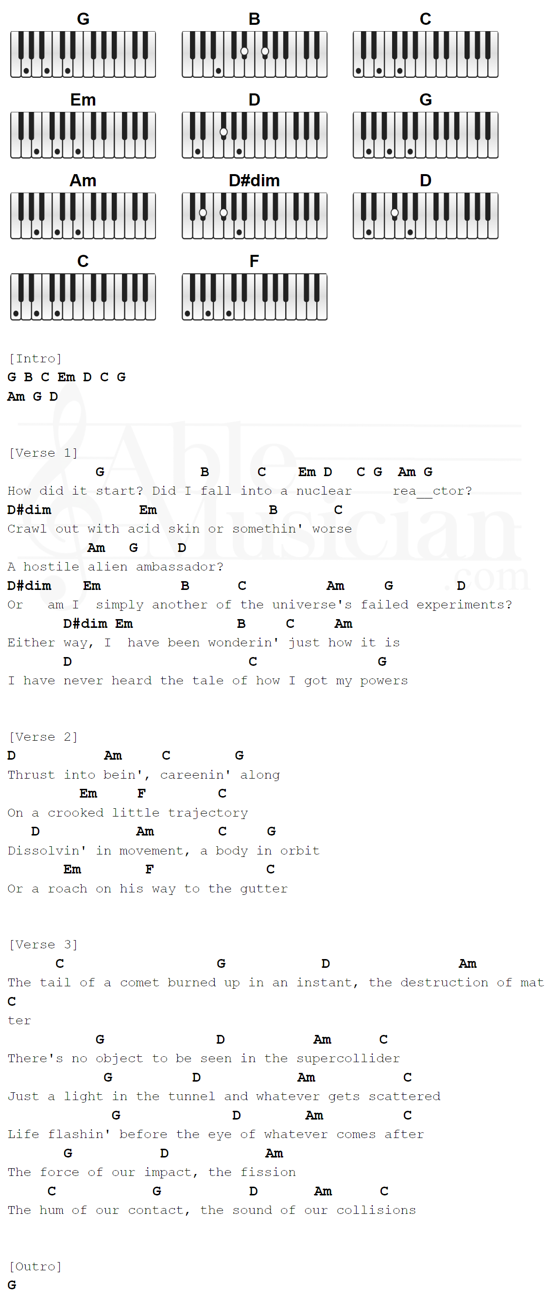 "Powers" boygenius Piano Chords